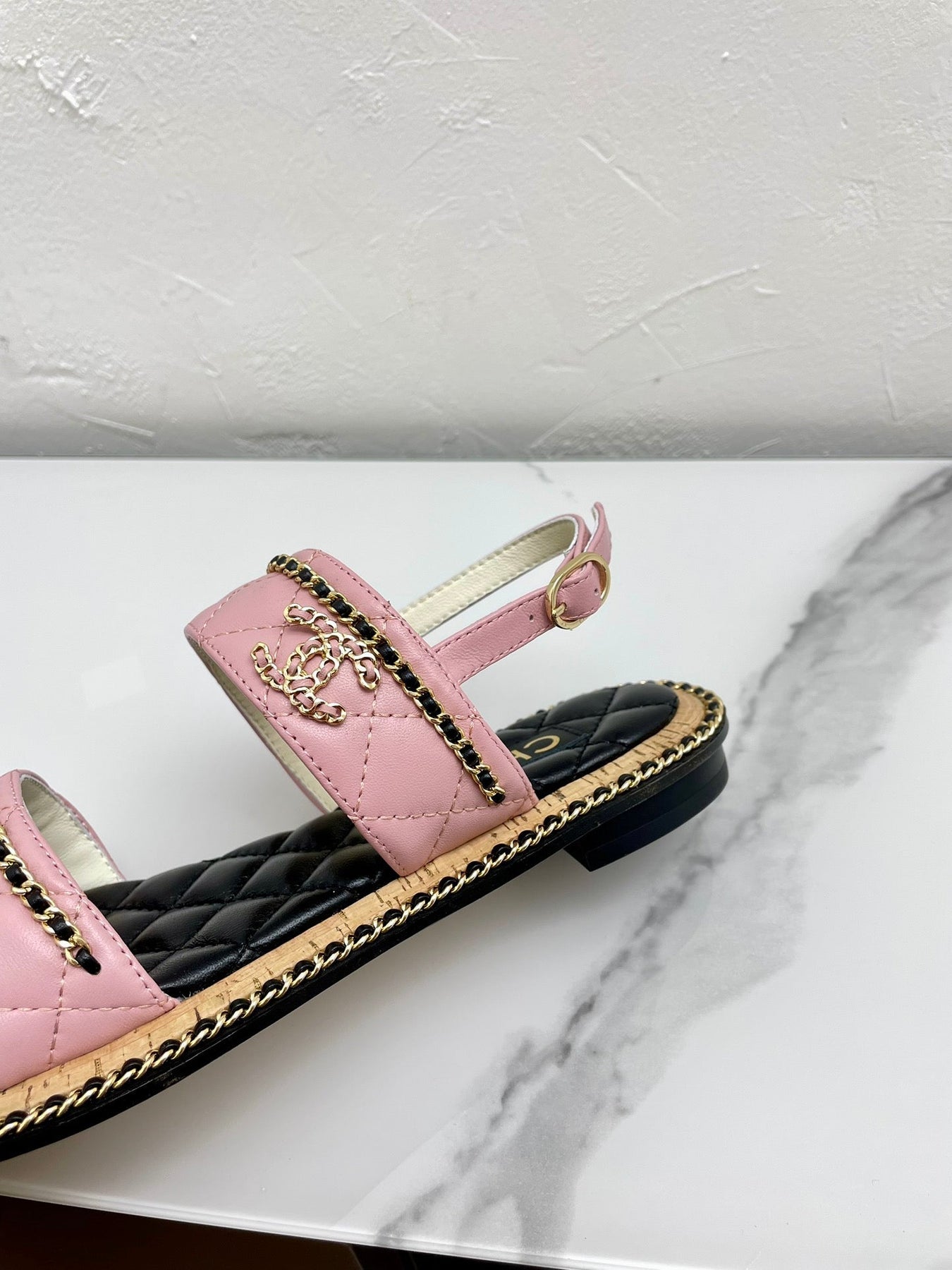 DOUBLE STRAPS SANDALS IN LIGHT PINK LAMBSKIN