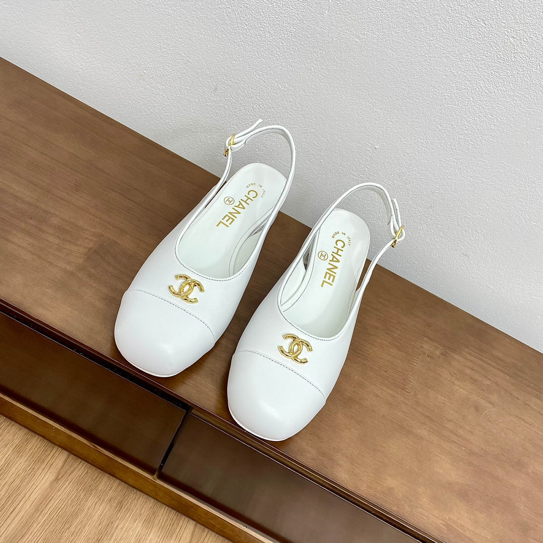 HIGH SLINGBACKS WHITE CALFSKIN