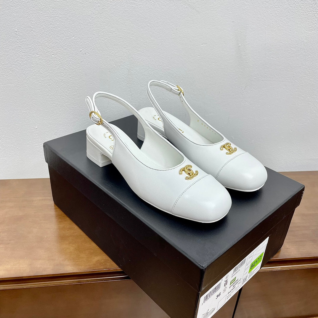 HIGH SLINGBACKS WHITE CALFSKIN