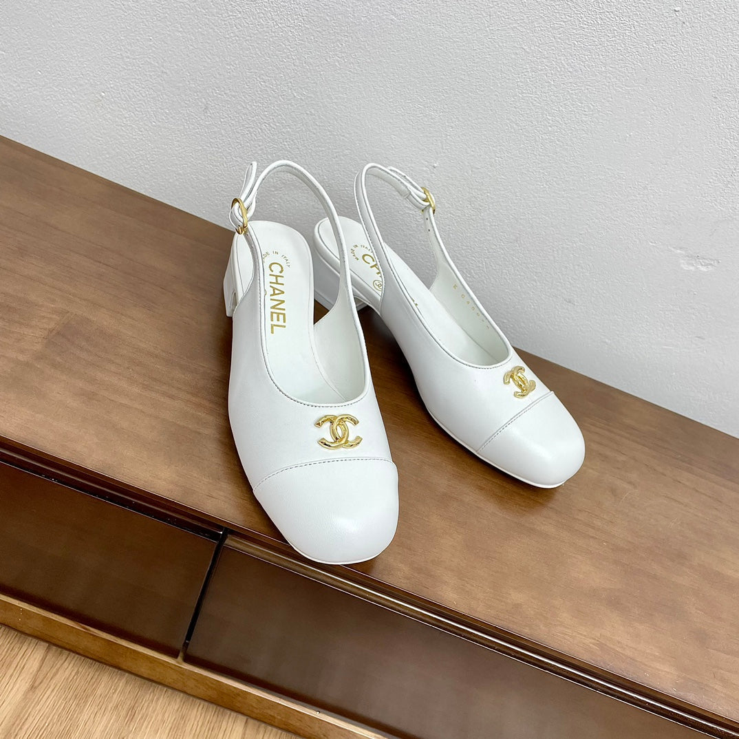 HIGH SLINGBACKS WHITE CALFSKIN