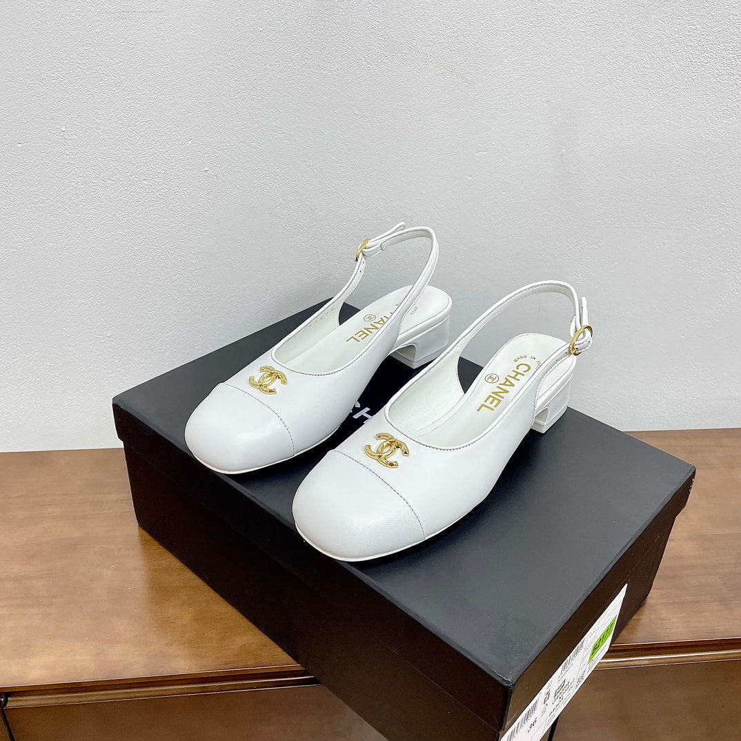 HIGH SLINGBACKS WHITE CALFSKIN