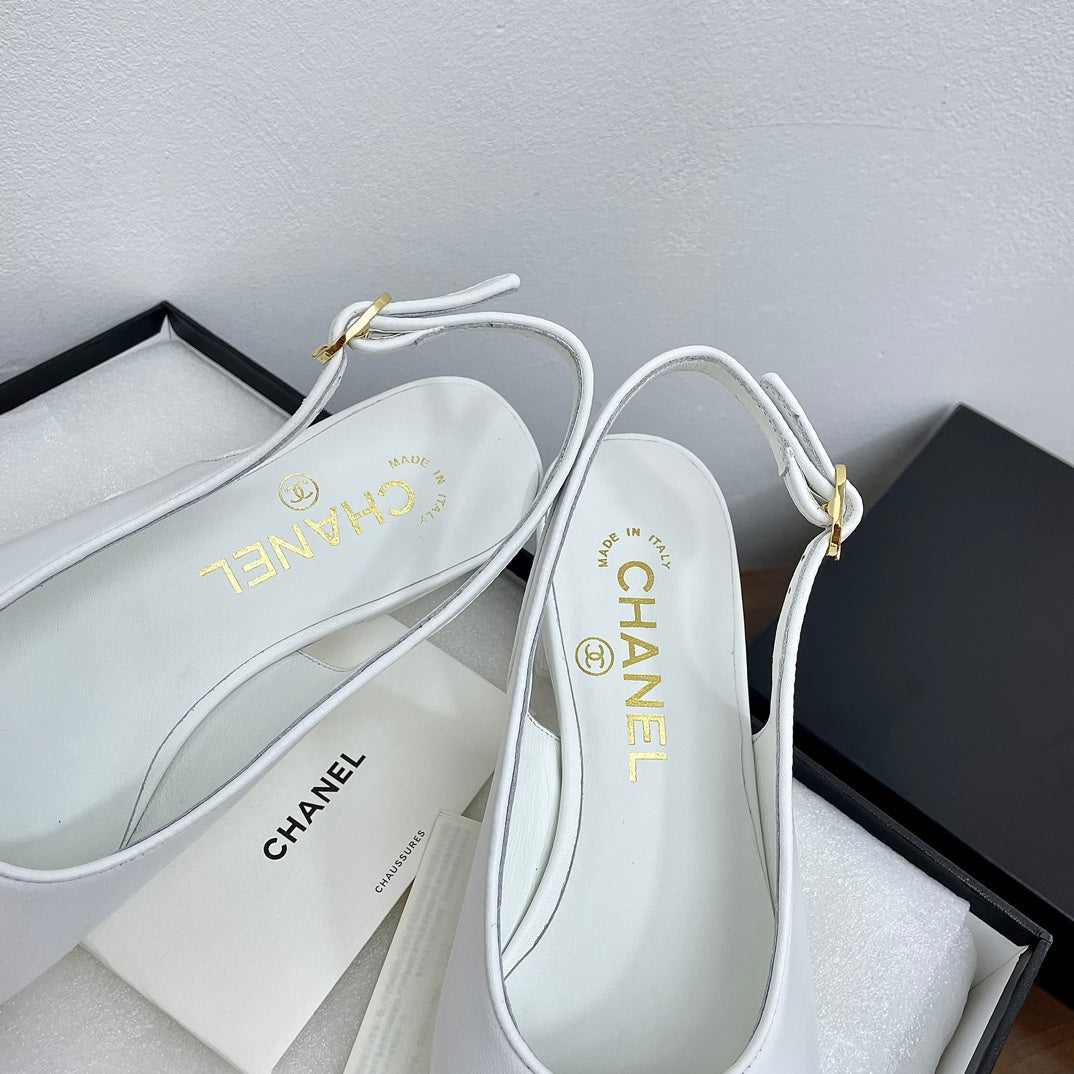 HIGH SLINGBACKS WHITE CALFSKIN