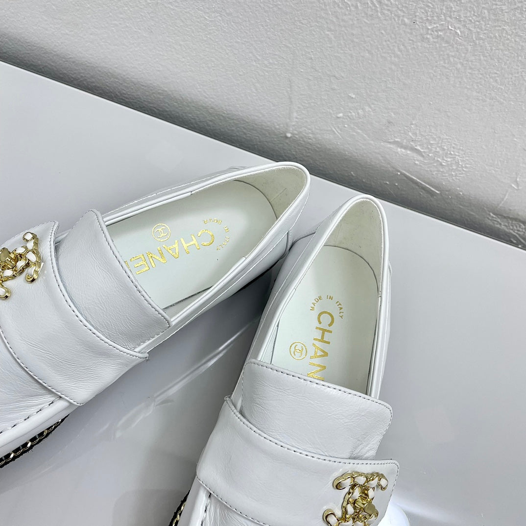 PLATFORM LOAFERS WHITE CALFSKIN