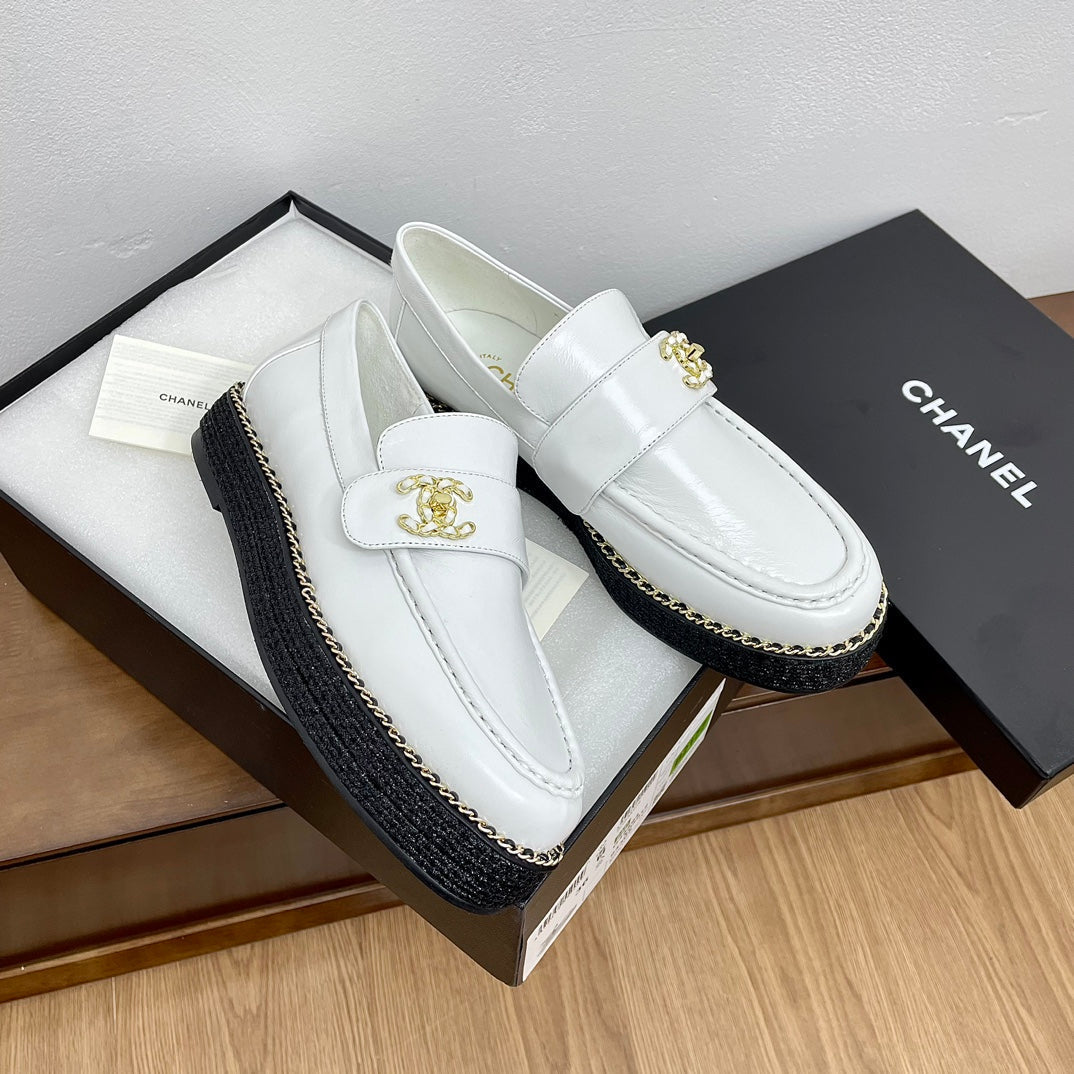 PLATFORM LOAFERS WHITE CALFSKIN