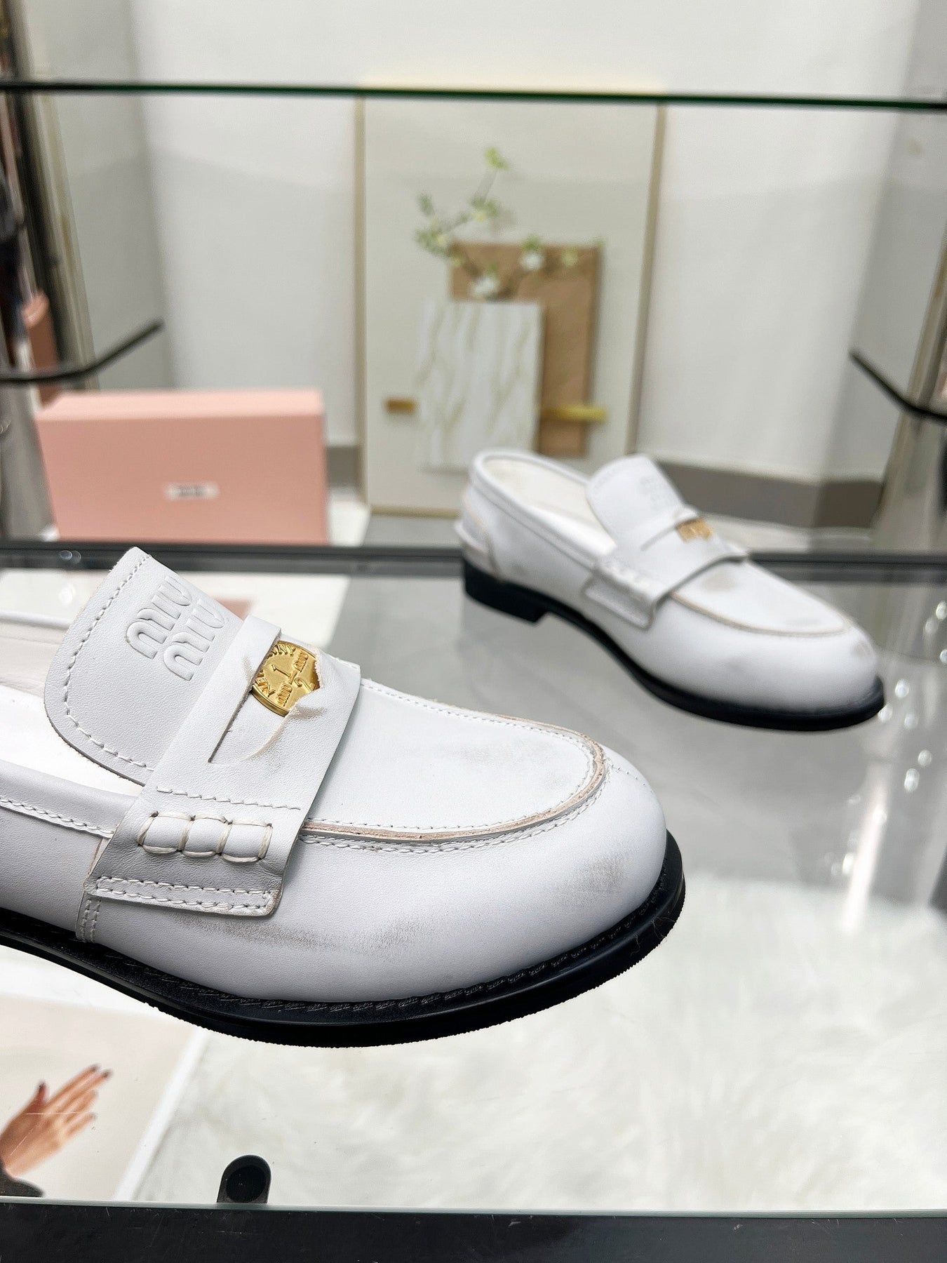 PENNY LOAFERS IN WHITE BLEACHED CALFSKIN