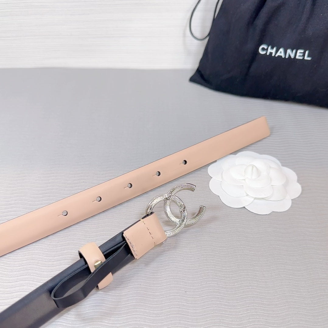 CC BELT 20 MM IN DESERT SAND SMOOTH CALFSKIN SILVER HARDWARE ATTACH RHINSTONE