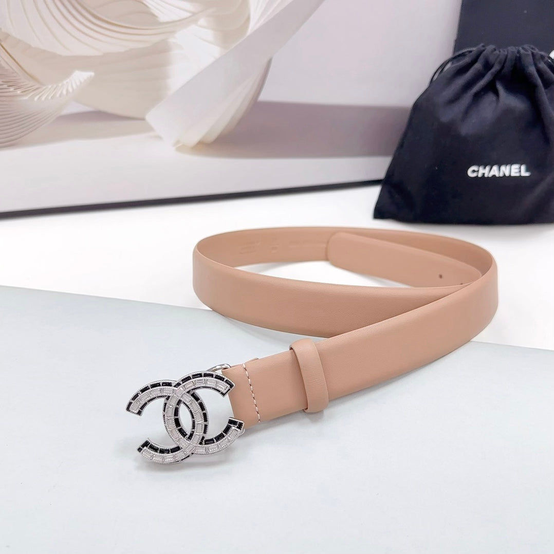 CC 30MM BELT IN DESERT SAND CALFSKIN METAL HARDWARE