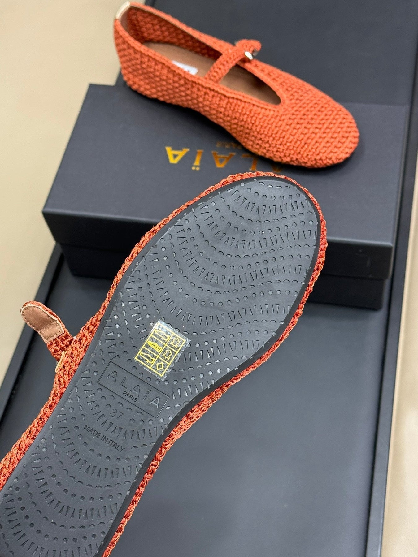 HANDWOVEN BALLET FLAT FIRE ORANGE