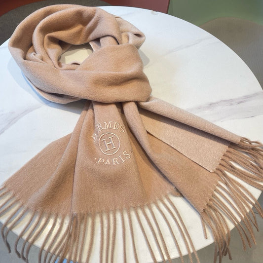 RECTO-VERSO MUFFLER 190 TAN BROWN CASHMERE