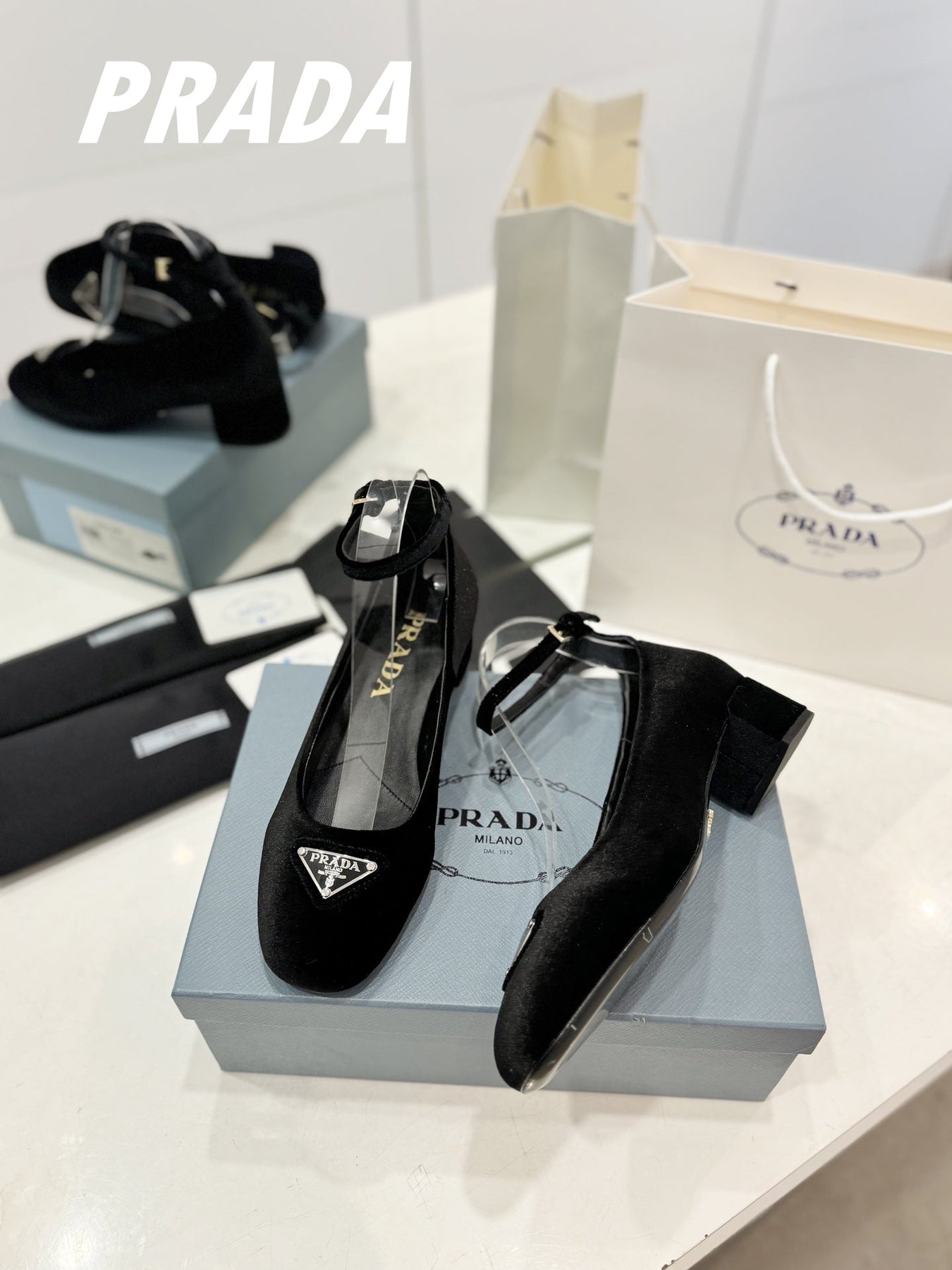 PRA NAPPA MARY JANE PUMPS BLACK SATIN