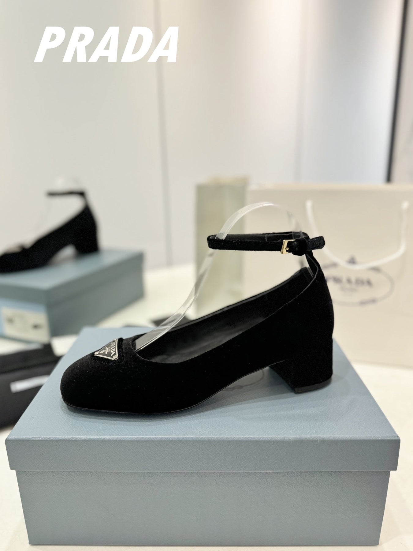 PRA NAPPA MARY JANE PUMPS BLACK SATIN