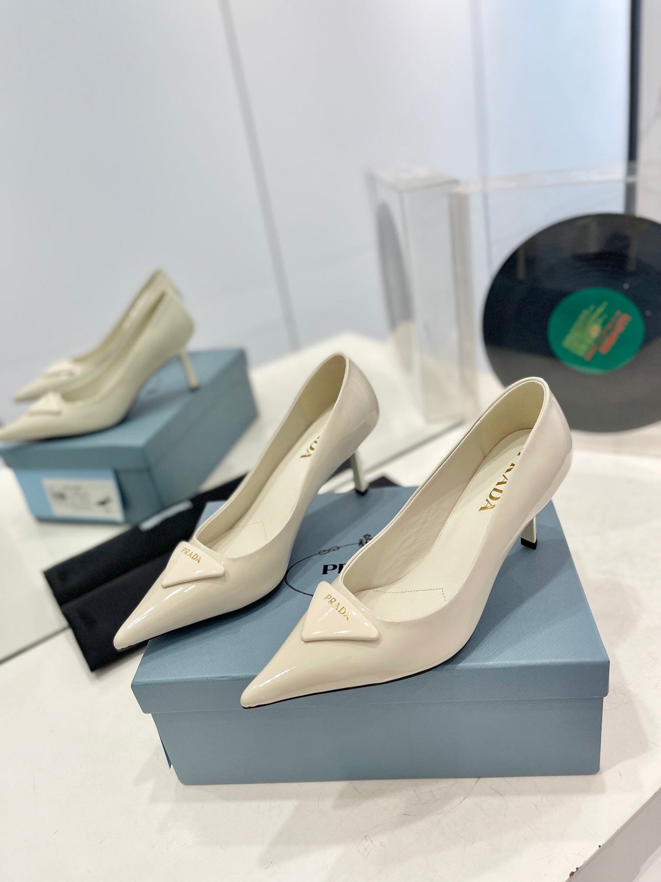 Pra Pumps 75 White Patent Leather