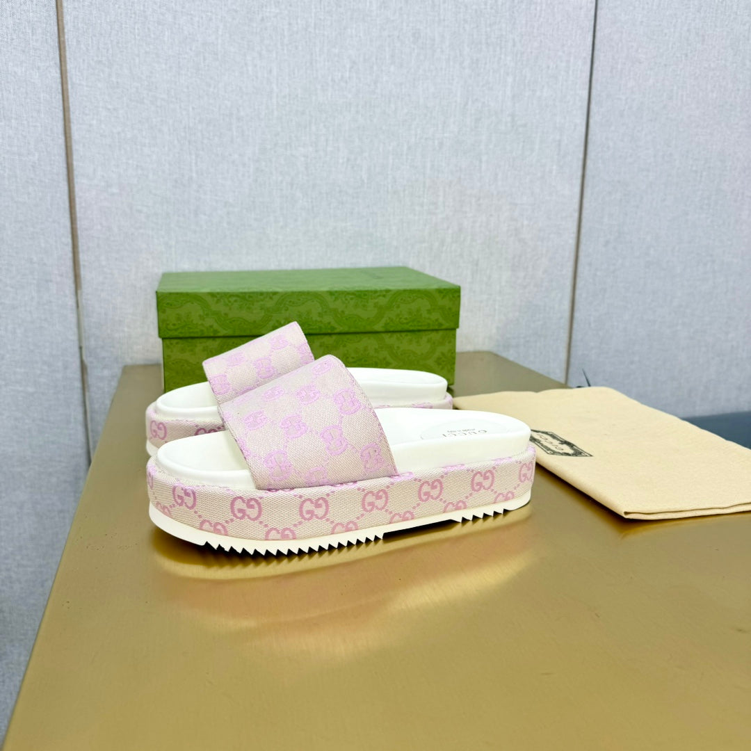 GG PLATFORM SLIDE SANDAL PASTEL PINK CANVAS