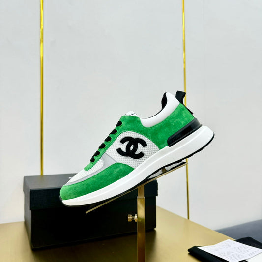 CLASSIC TRAINER IN GREEN MIX WHITE MERCERIZED VELVET