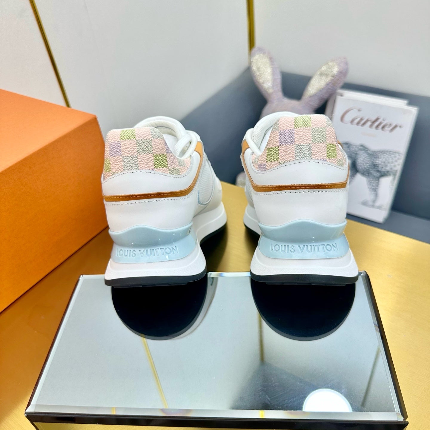 NEO RUN AWAY SNEAKER IN WHITE MIX LIGHT BLUE CALFSKIN