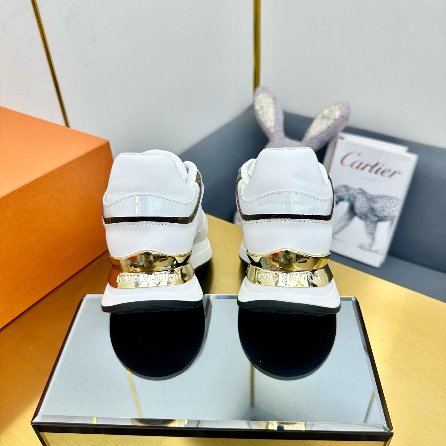 NEO RUN AWAY SNEAKER IN WHITE MIX CHOCOLATE BROWN CALFSKIN