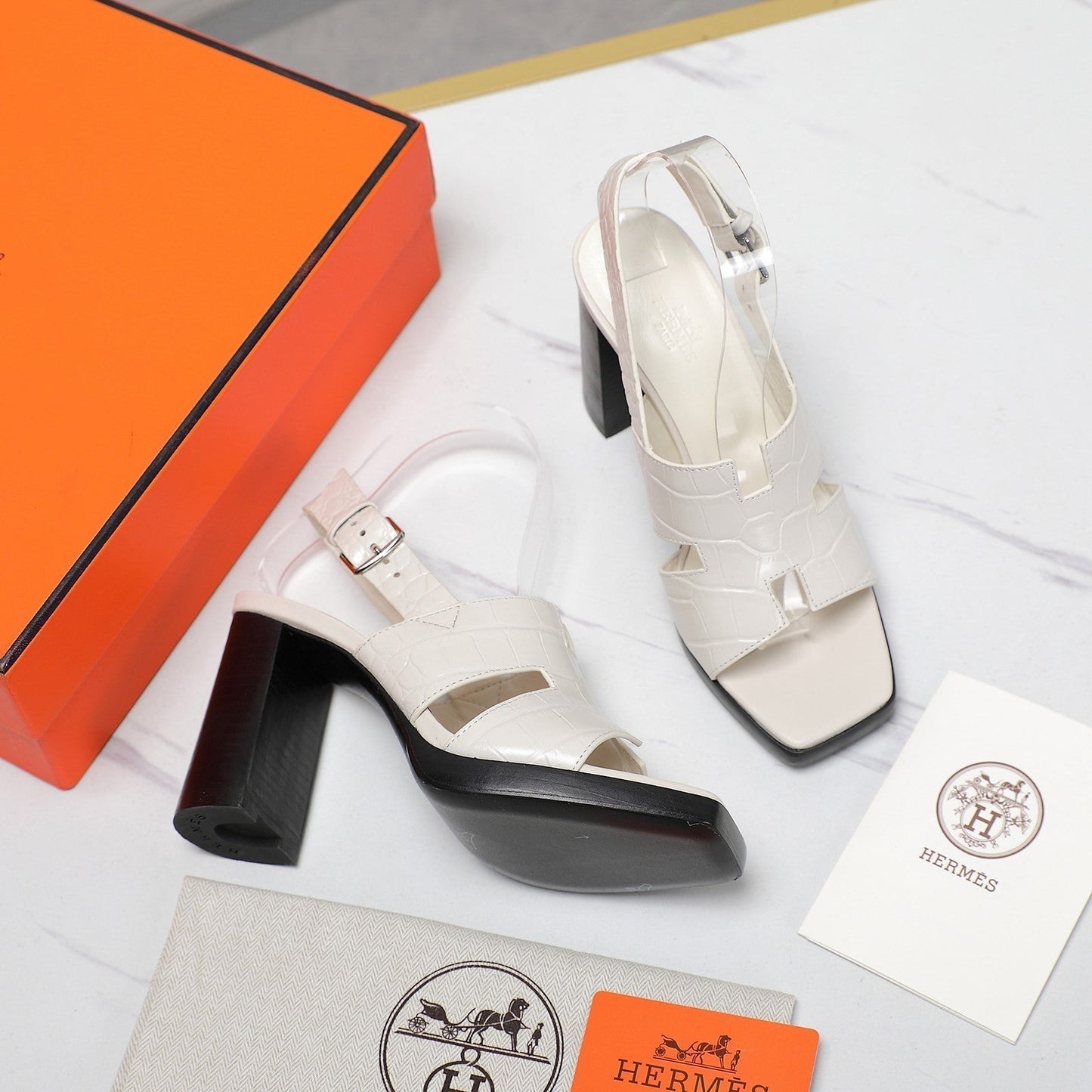 ERIS 95 SANDAL WHITE CALFSKIN PATTERNED