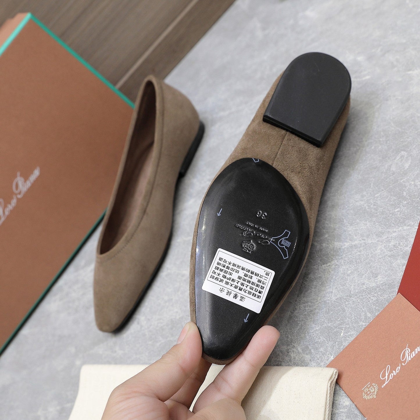 CLASSIC BALLET SHOES IN HEAVY BROWN SUEDUE