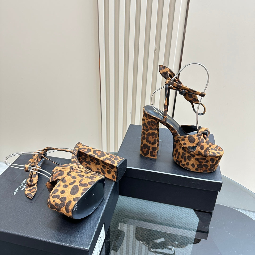 BIANCA PLATFORM SANDALS IN LEOPARD PRINT SUEDE