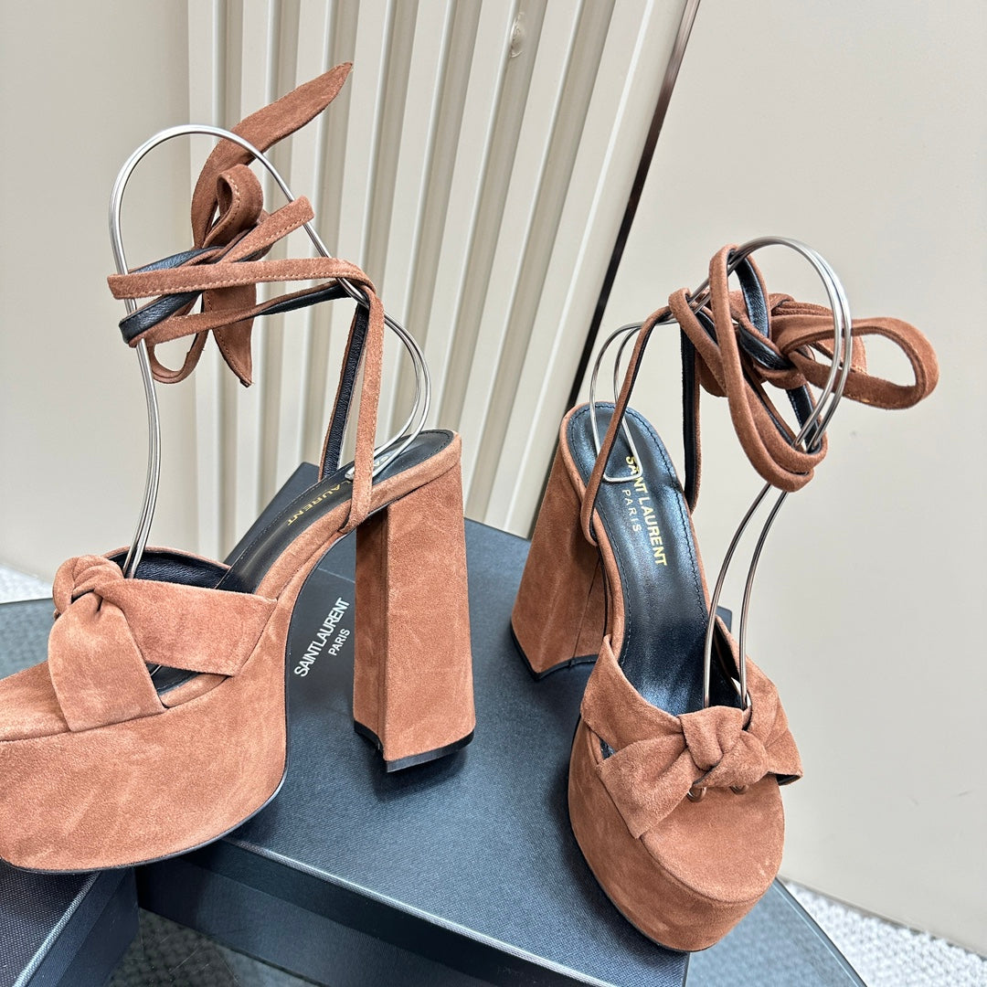 BIANCA PLATFORM SANDALS IN SIENNA BROWN SUEDE