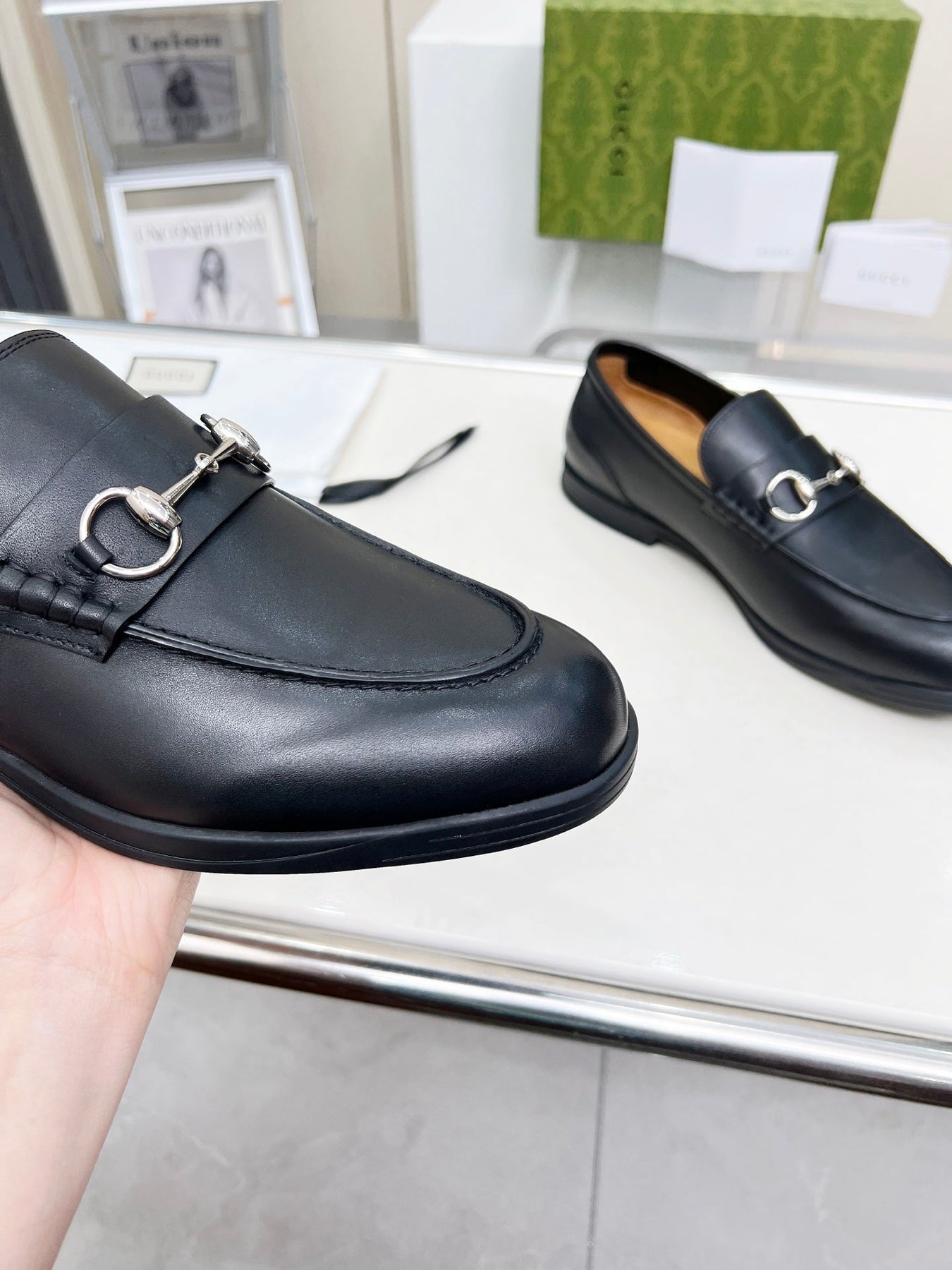 LOAFERS WITH SILVER HARDWARE IN BLACK SMOOTH CALFSKIN