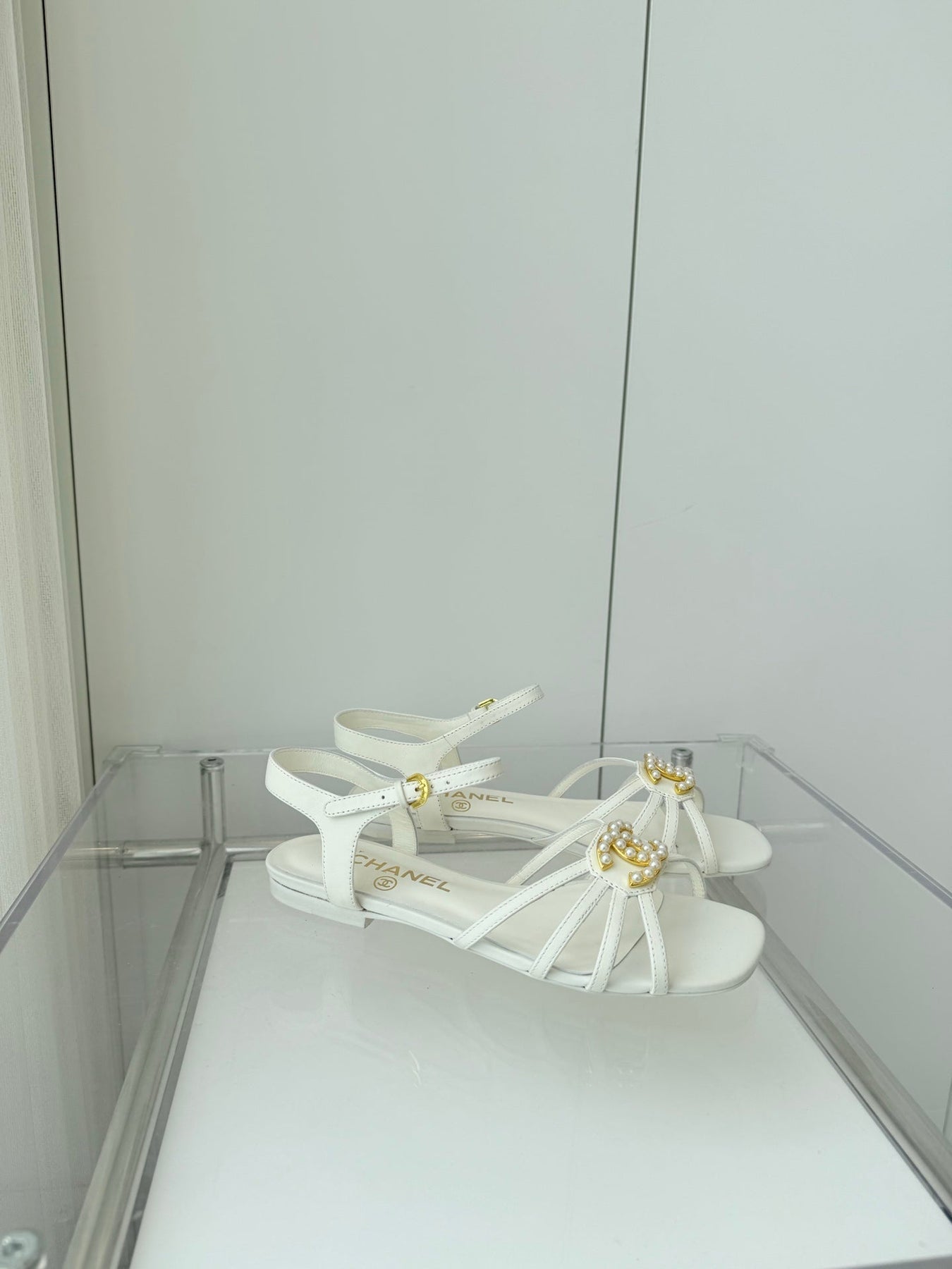 FLAT SANDALS 1 CM IN WHITE LAMBSKIN