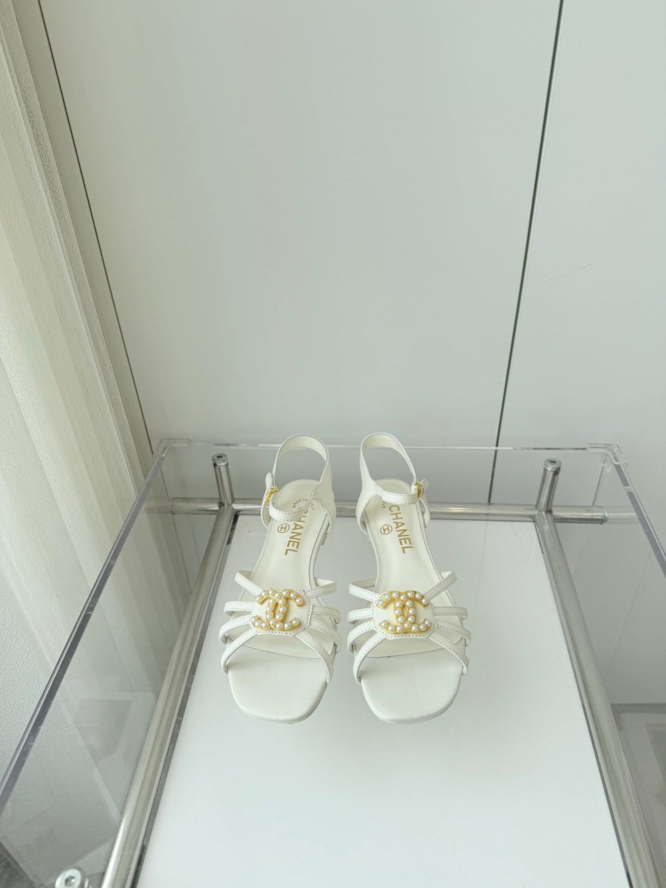 FLAT SANDALS 1 CM IN WHITE LAMBSKIN
