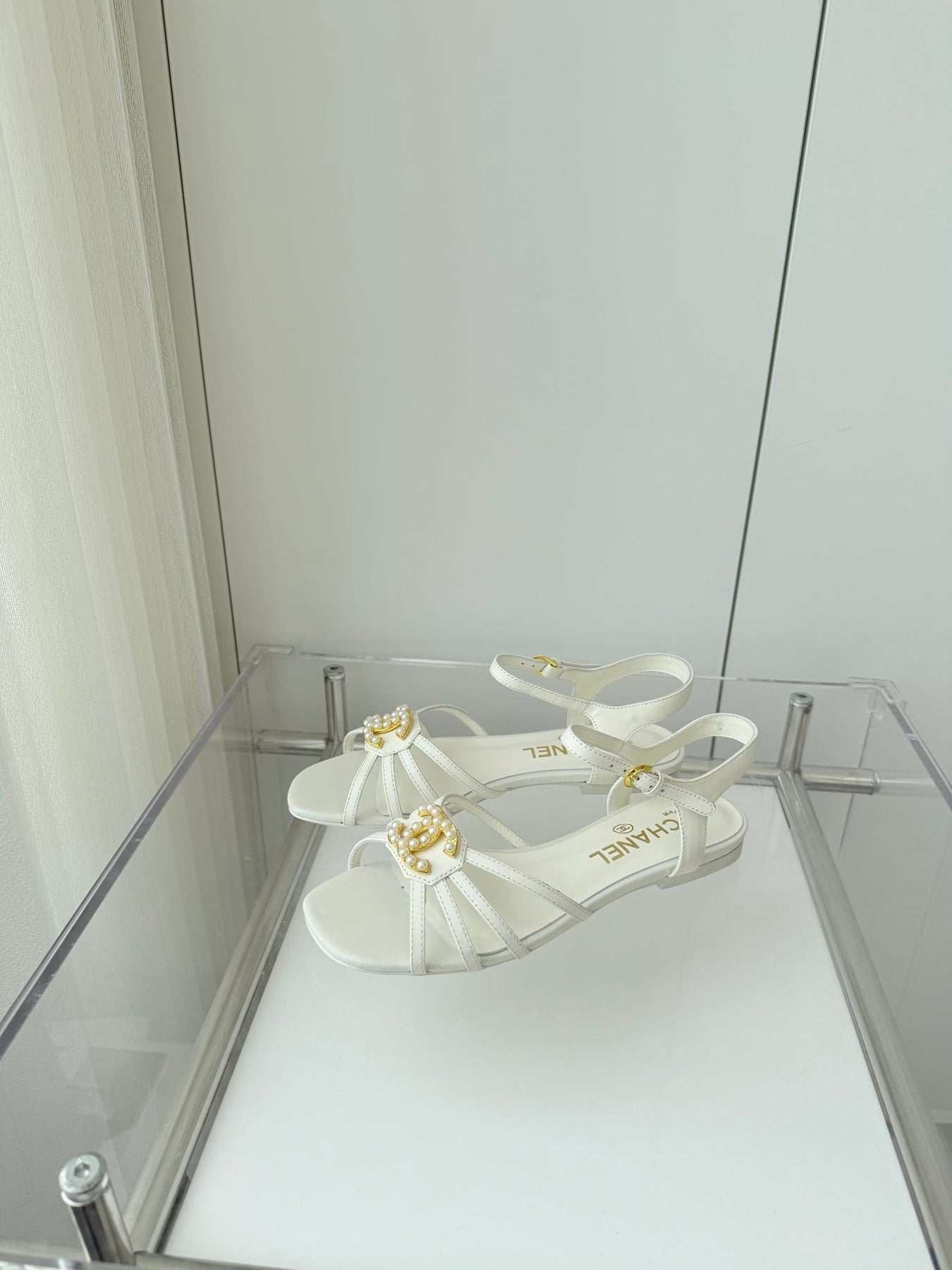 FLAT SANDALS 1 CM IN WHITE LAMBSKIN