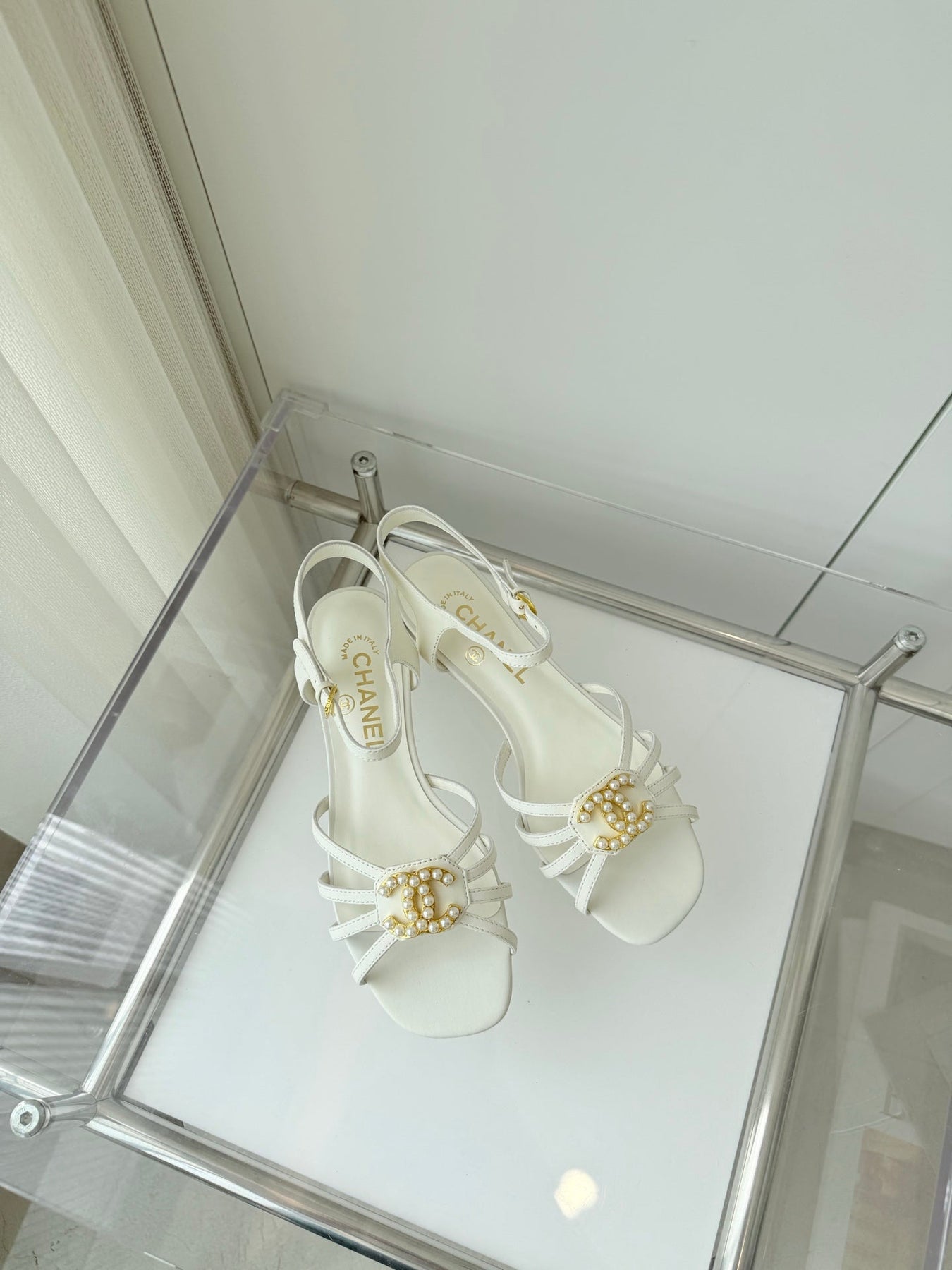 FLAT SANDALS 1 CM IN WHITE LAMBSKIN