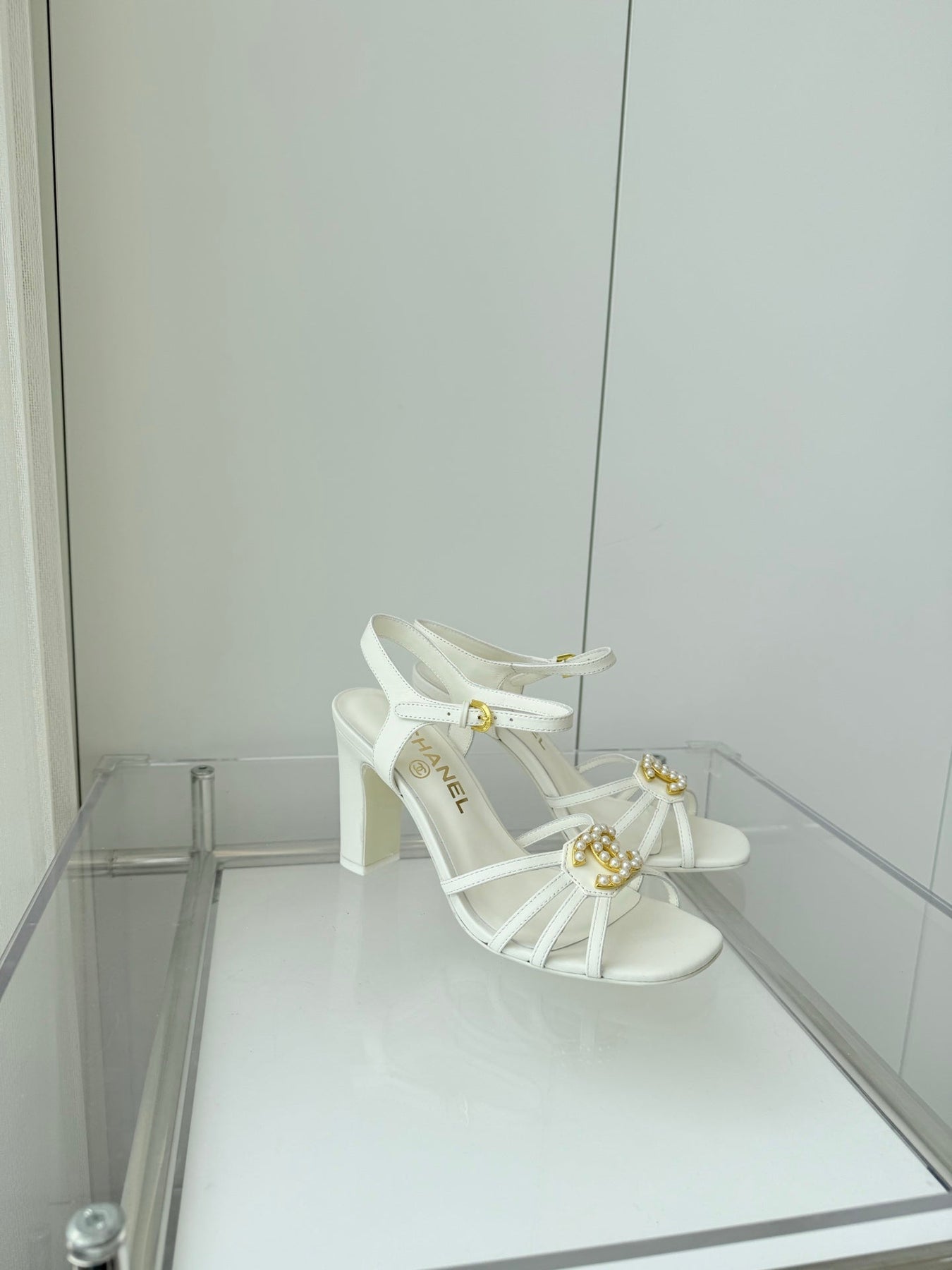 HIGH HEEL SANDALS 85 MM IN WHITE LAMBSKIN