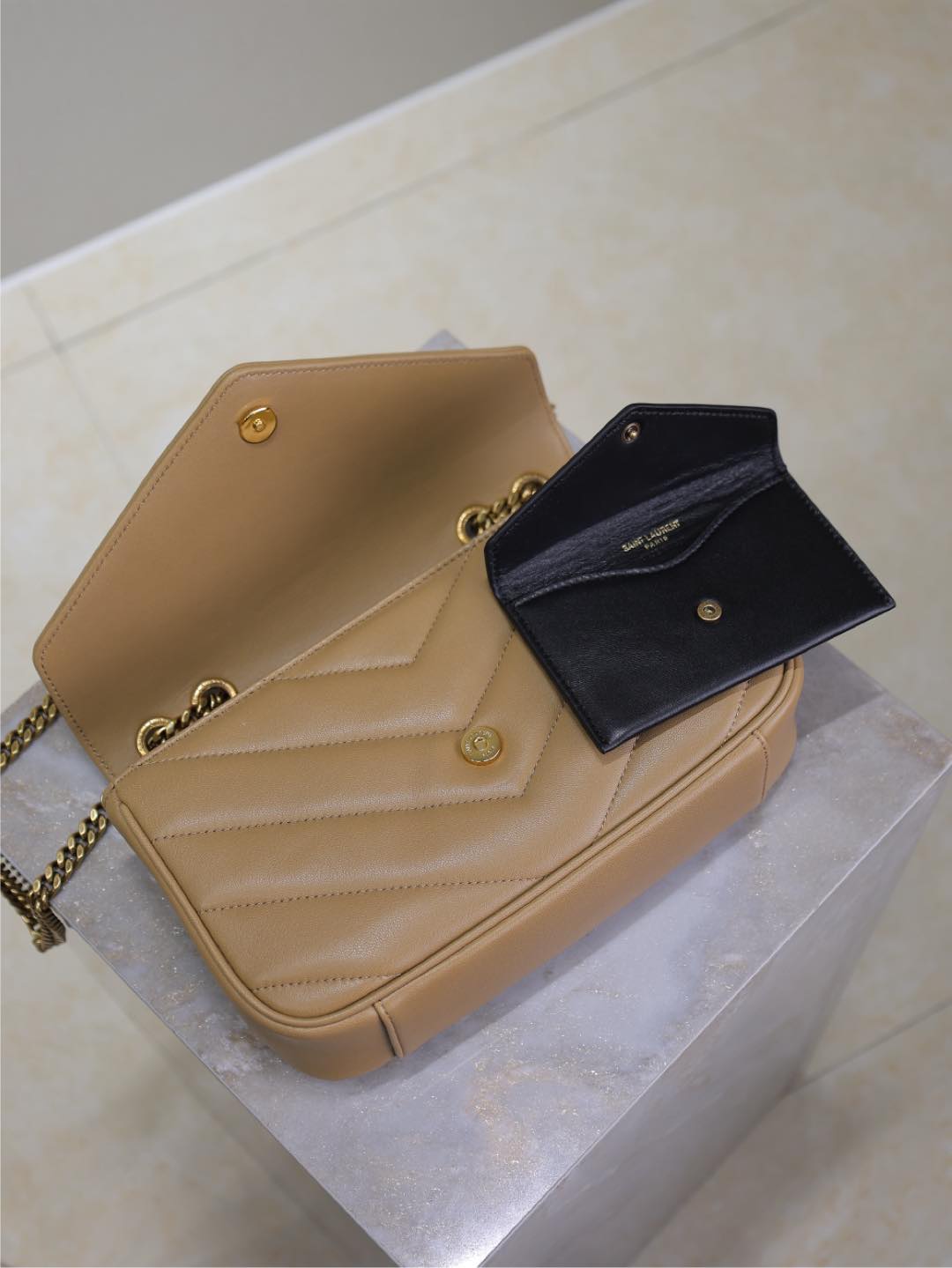 LOULOU SMALL 24 IN MILK TEA SHEEPSKIN GOLD HARDWARE