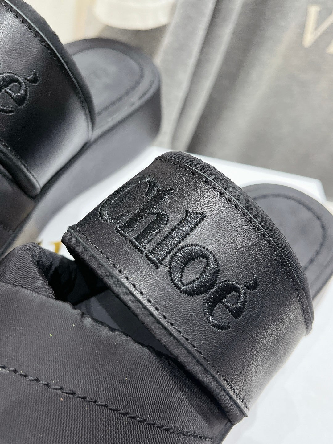 MILA PLATFORM 5 CM IN BLACK NYLON WITH EMBROIDERED LOGO