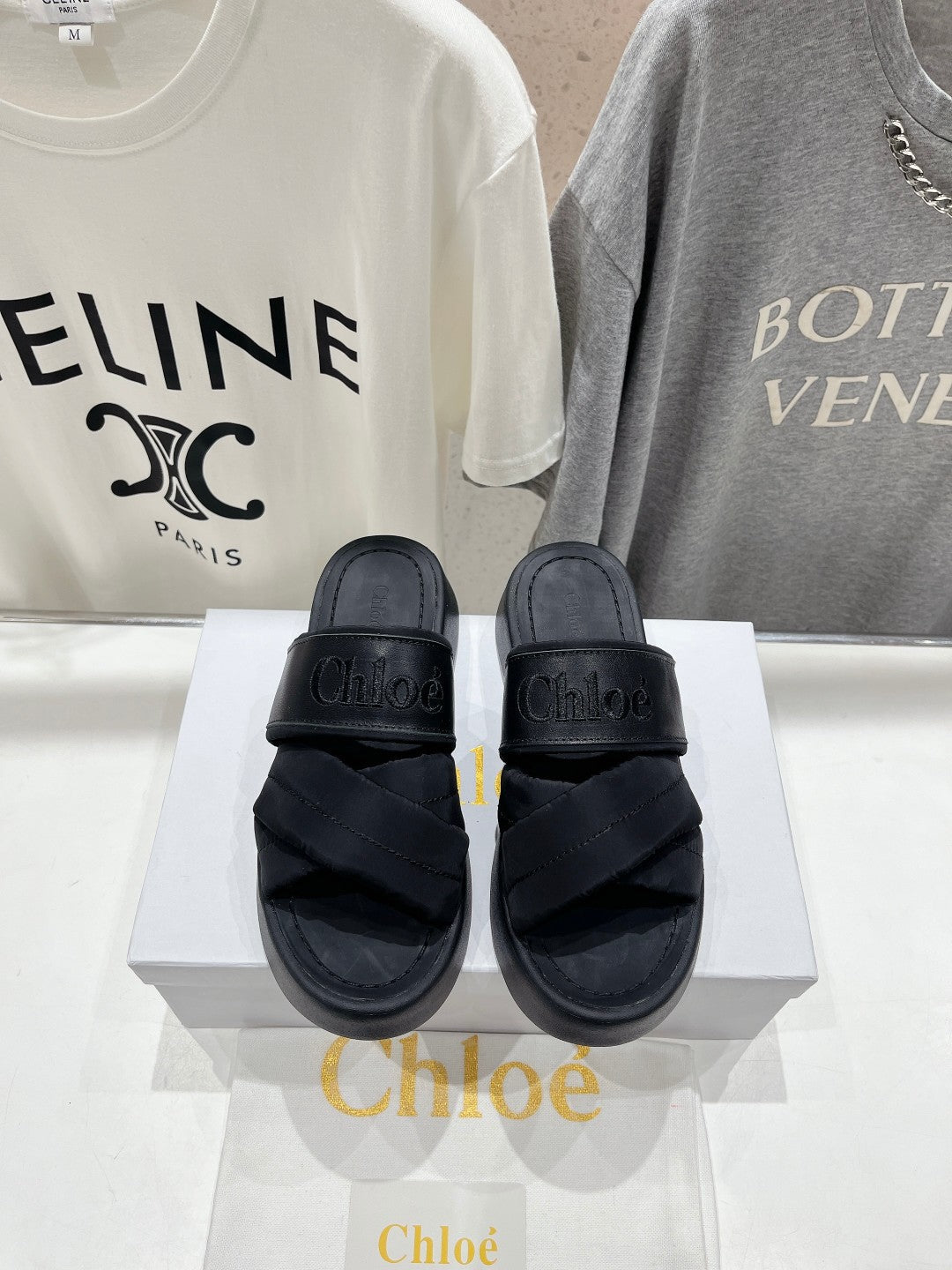 MILA PLATFORM 5 CM IN BLACK NYLON WITH EMBROIDERED LOGO