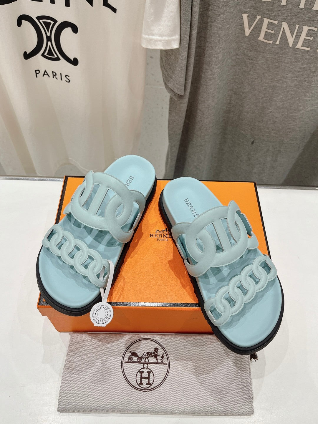 EXTRA SANDAL PASTEL PASTEL BLUE CALFSKIN