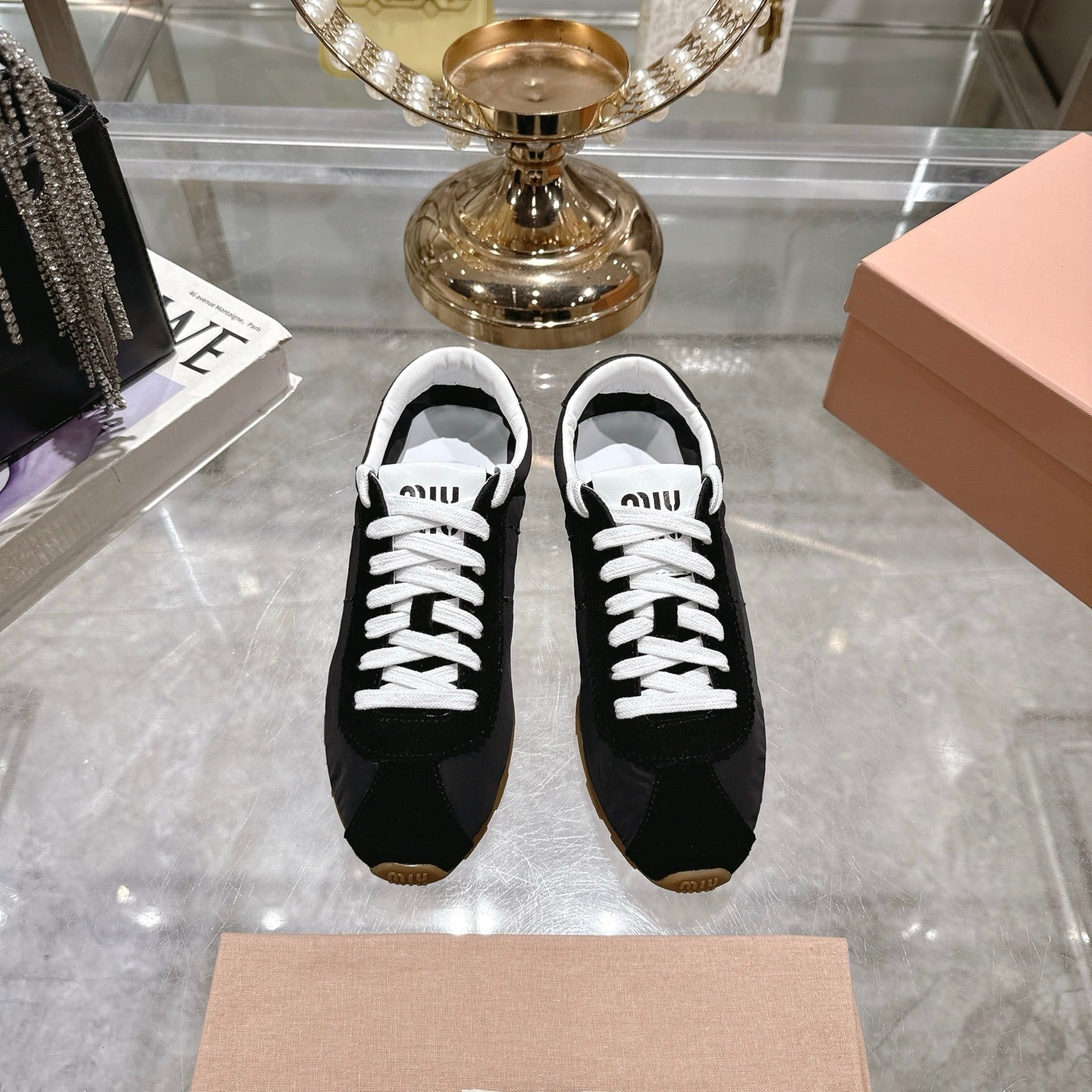 PLUME NAPPA SNEAKERS IN BLACK SUEDE AND CANVAS