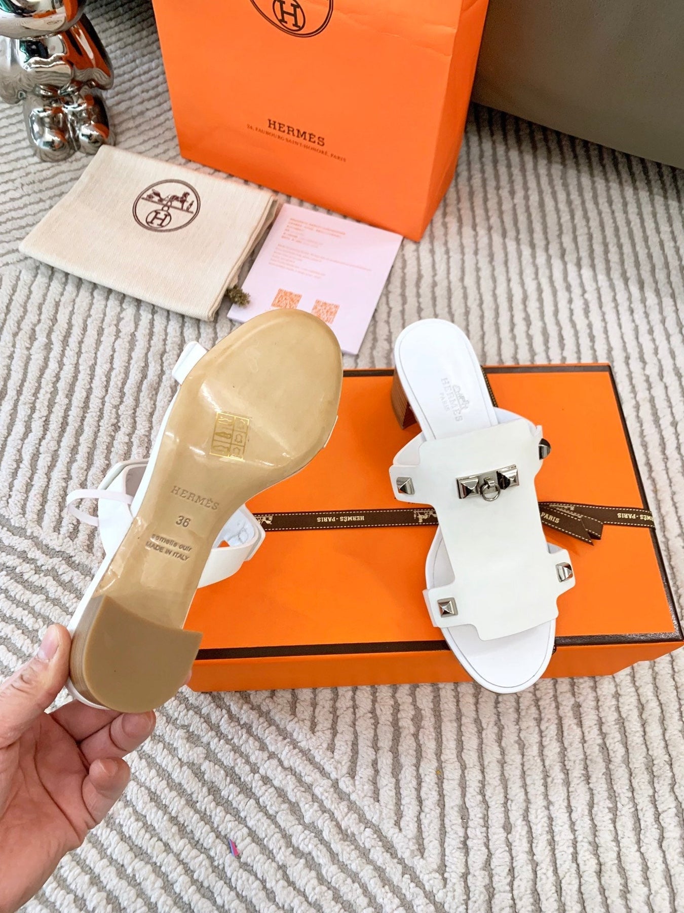 INVINCIBLE 50 SANDAL IN WHITE CALFSKIN