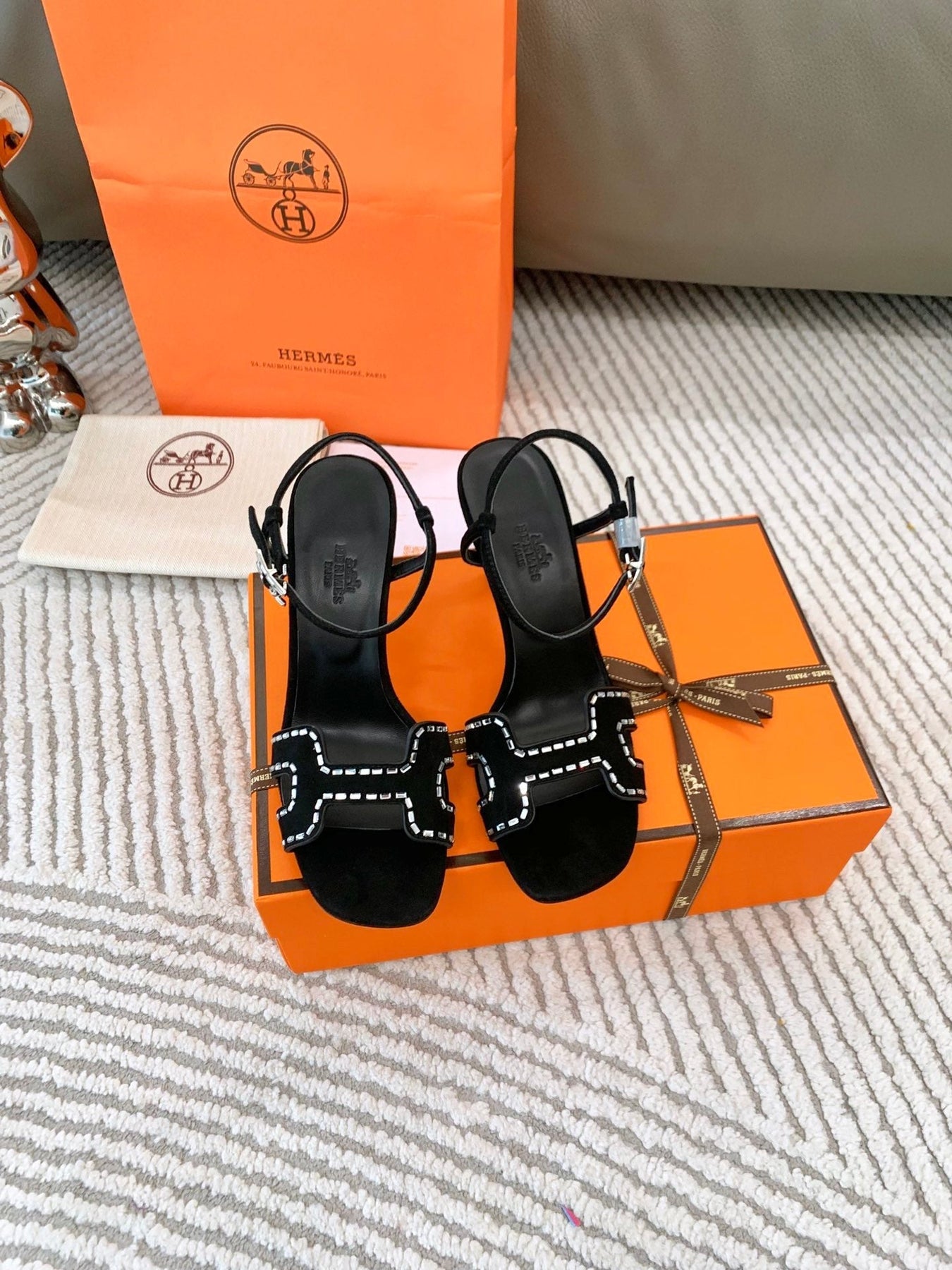 HIGH SANDAL 8.5 CM IN BLACK SUEDE