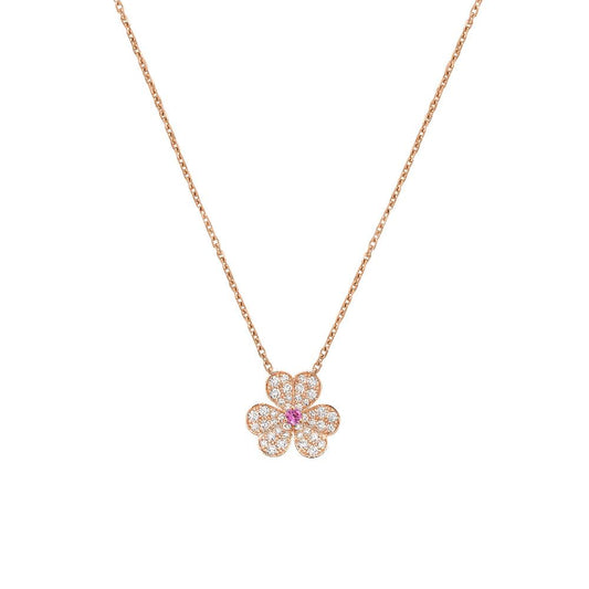 FRIVOLE PINK GOLD FLOWER DIAMOND NECKLACE